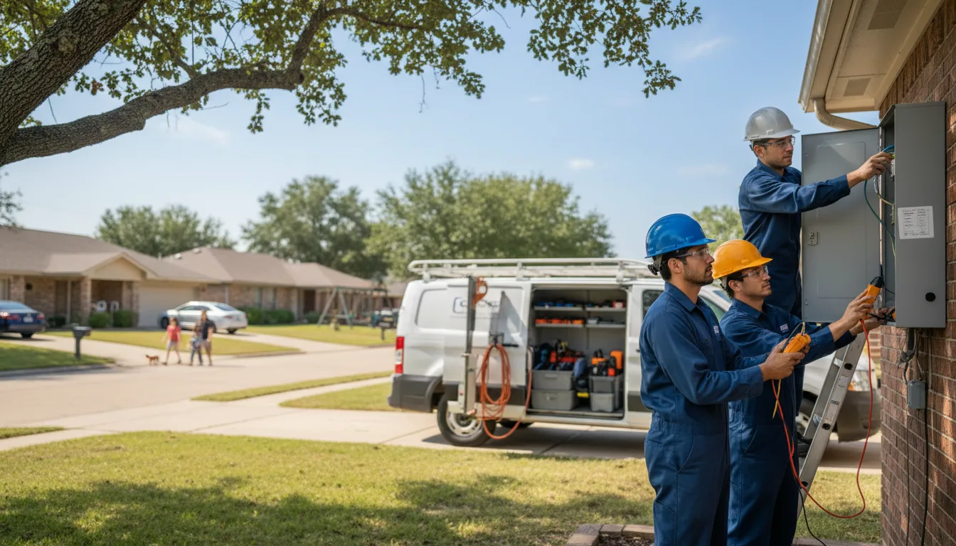 Certified electrician providing emergency electrical services in Hye, TX